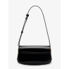 Leather shoulder bag with logo on the front