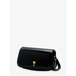 Leather shoulder bag with logo on the front