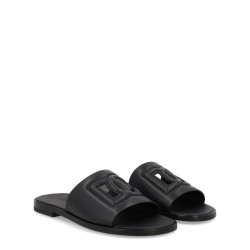 LEATHER SLIDE WITH LOGO