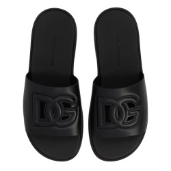 LEATHER SLIDE WITH LOGO