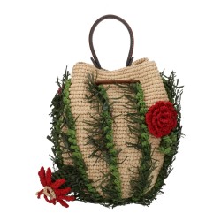 "CACTUS" BAG WITH FLORAL DETAILS