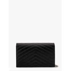 Pochette Cassandre grain-de-poudre leather clutch with shoulder strap