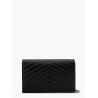 Pochette Cassandre grain-de-poudre leather clutch with shoulder strap