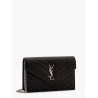 Pochette Cassandre grain-de-poudre leather clutch with shoulder strap