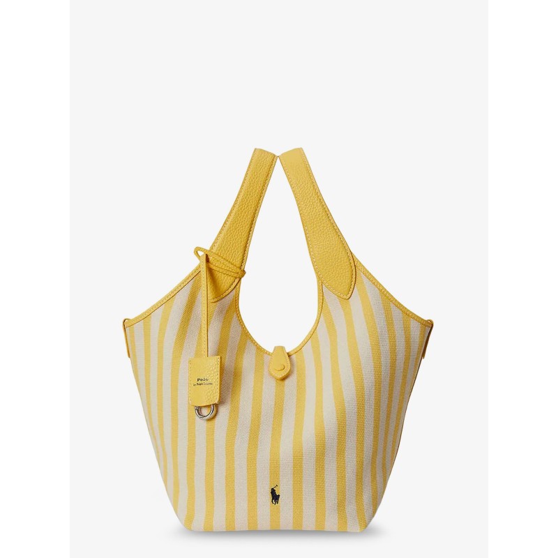 Canvas handbag with striped pattern