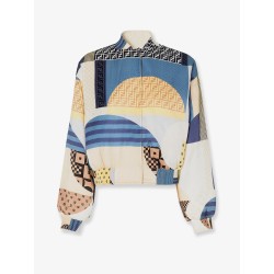 Reversible patchwork silk bomber