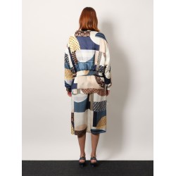Reversible patchwork silk bomber