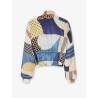Reversible patchwork silk bomber