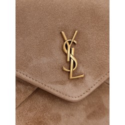 Suede crossbody with metal Cassandre logo