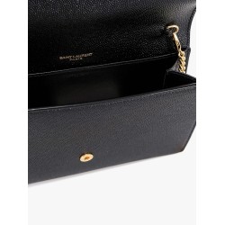 Leather crossbody bag with metal Cassandre logo