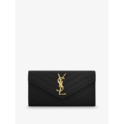 Leather wallet with metal Cassandre logo