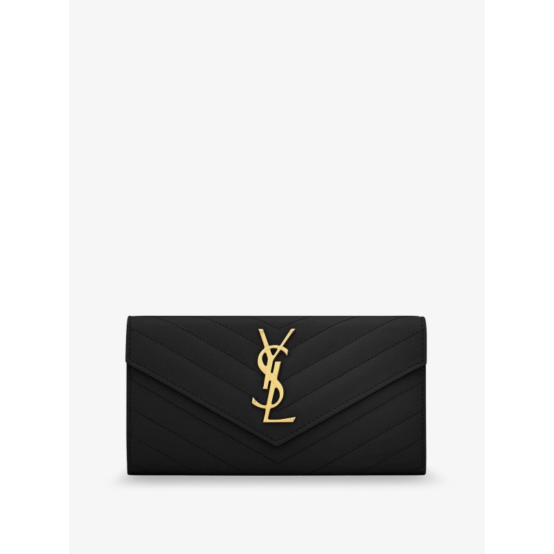 Leather wallet with metal Cassandre logo
