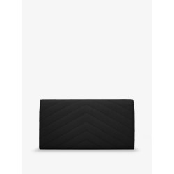 Leather wallet with metal Cassandre logo