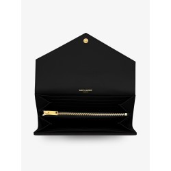 Leather wallet with metal Cassandre logo