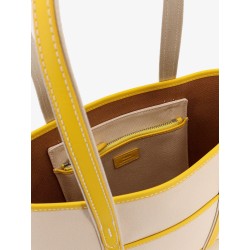 Canvas shoulder bag with embroidered logo on the front