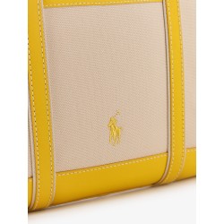 Canvas shoulder bag with embroidered logo on the front