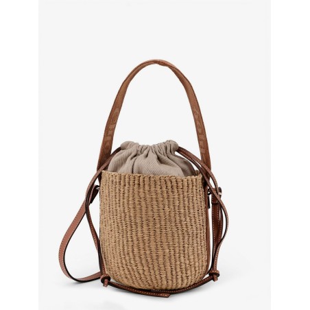Woody raffia bucket bag