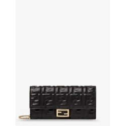 Leather Continental With Chain Baguette FF motif crossbody bag