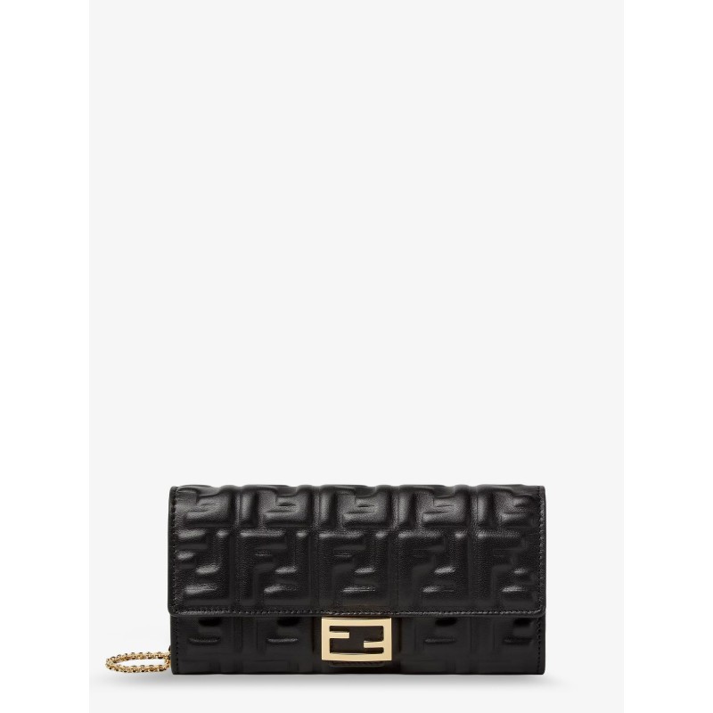 Leather Continental With Chain Baguette FF motif crossbody bag