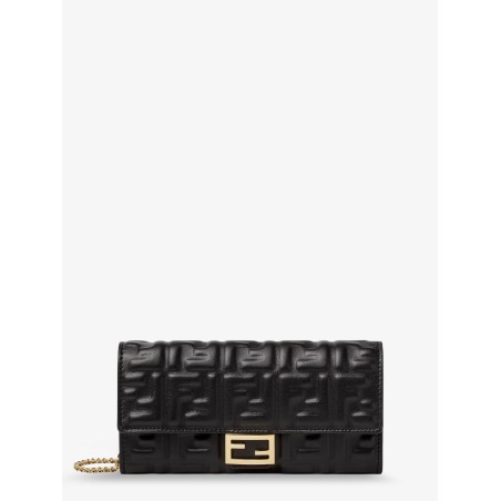 Leather Continental With Chain Baguette FF motif crossbody bag