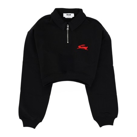"FOLLOW THE RABBIT" COLLARED SWEATSHIRT