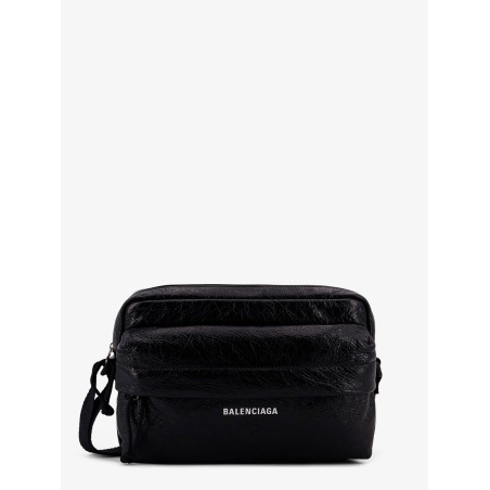 Leather crossbody bag with logo on the front