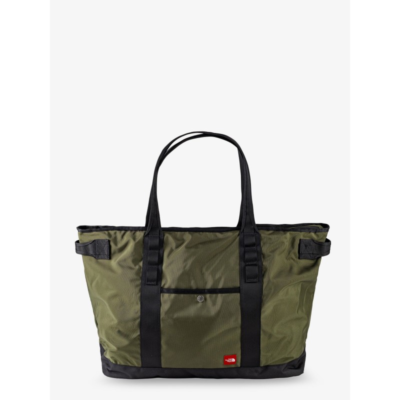 Nylon shoulder bag with logo label on the bottom