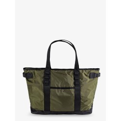 Nylon shoulder bag with logo label on the bottom