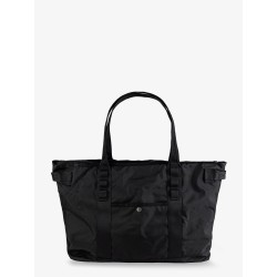 Nylon shoulder bag with logo label on the bottom