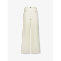 Cotton blend trousers with checked pattern