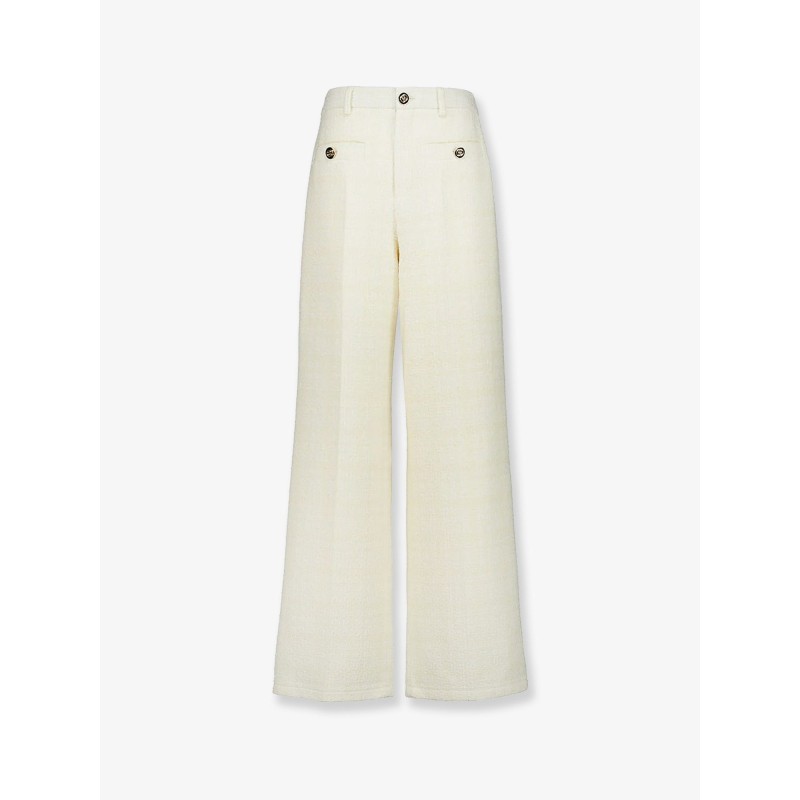 Cotton blend trousers with checked pattern