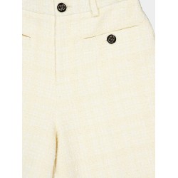 Cotton blend trousers with checked pattern