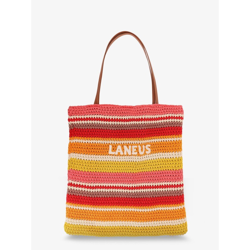 Crochet shoulder bag with embroidered front logo