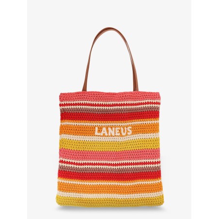 Crochet shoulder bag with embroidered front logo