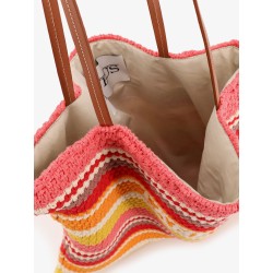 Crochet shoulder bag with embroidered front logo
