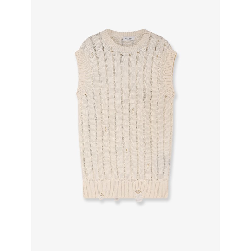 Destroyed effect cotton vest