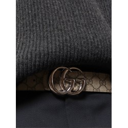 Reversible leather and Supreme GG fabric belt