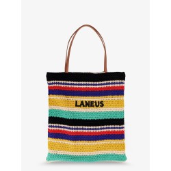 Crochet shoulder bag with embroidered logo