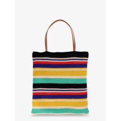 Crochet shoulder bag with embroidered logo