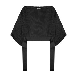 mesh knitted poncho sweater