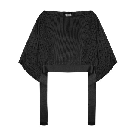 mesh knitted poncho sweater