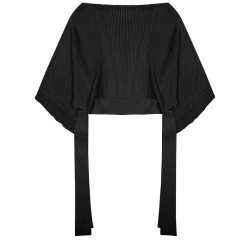 mesh knitted poncho sweater