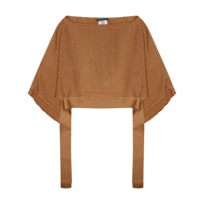 mesh knitted poncho sweater