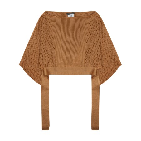 mesh knitted poncho sweater