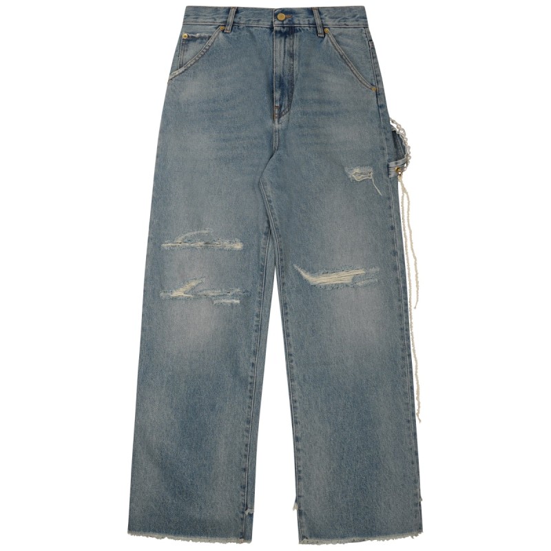 chain adorned loose fit carpenter denim lisa jeans