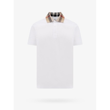 Cotton polo shirt with Check collar detail