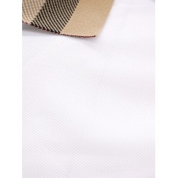 Cotton polo shirt with Check collar detail