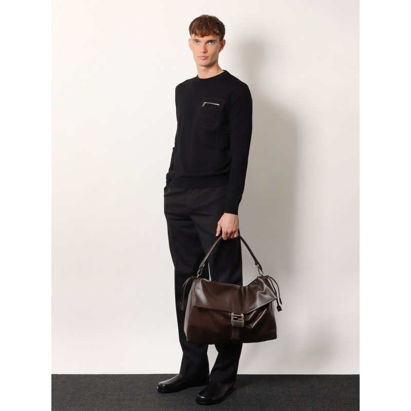 Fendi Flux Maxi Messenger leather shoulder bag