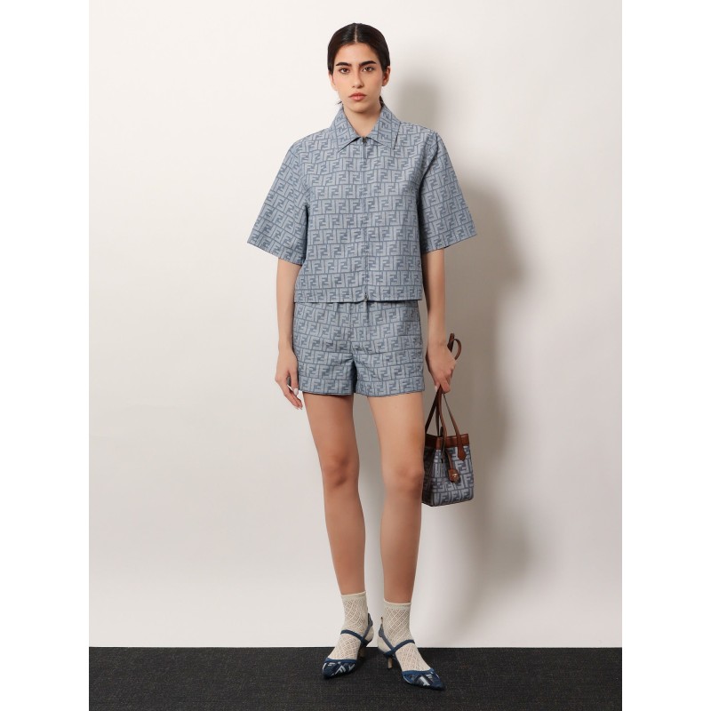 Origami mini FF Jacquard fabric and leather shoulder bag