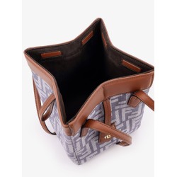 Origami mini FF Jacquard fabric and leather shoulder bag